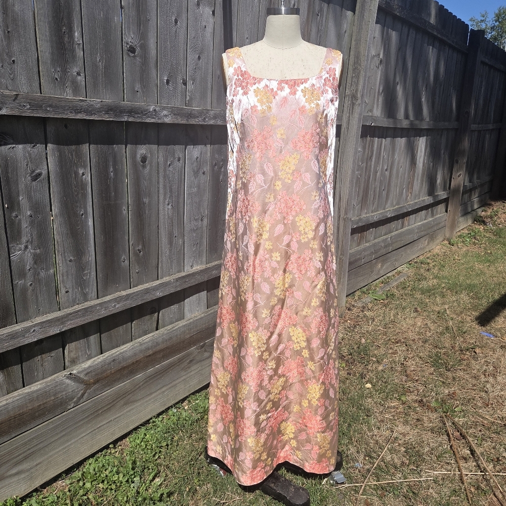 1960s/1970s Pink Floral Formal Dress